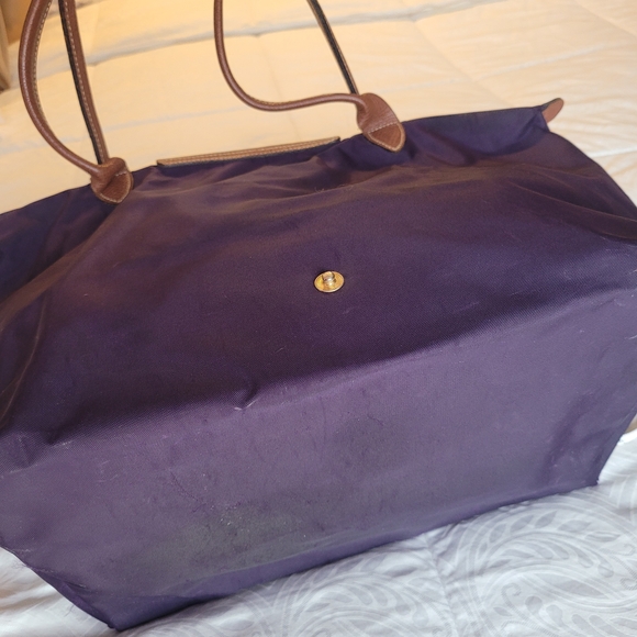Longchamp Purple Tote with Brown Leather Details - Picture 11 of 16